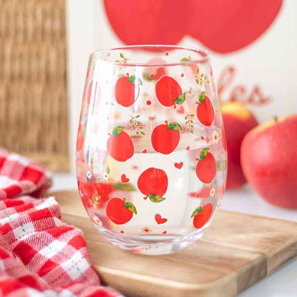Something Different - Apple Print Stemless Wine glass - Multicolours